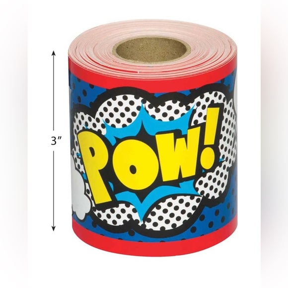 NWT-Teacher Created Resources Superhero Rolled Border Trim, 3” x 50’ - Picture 3 of 9